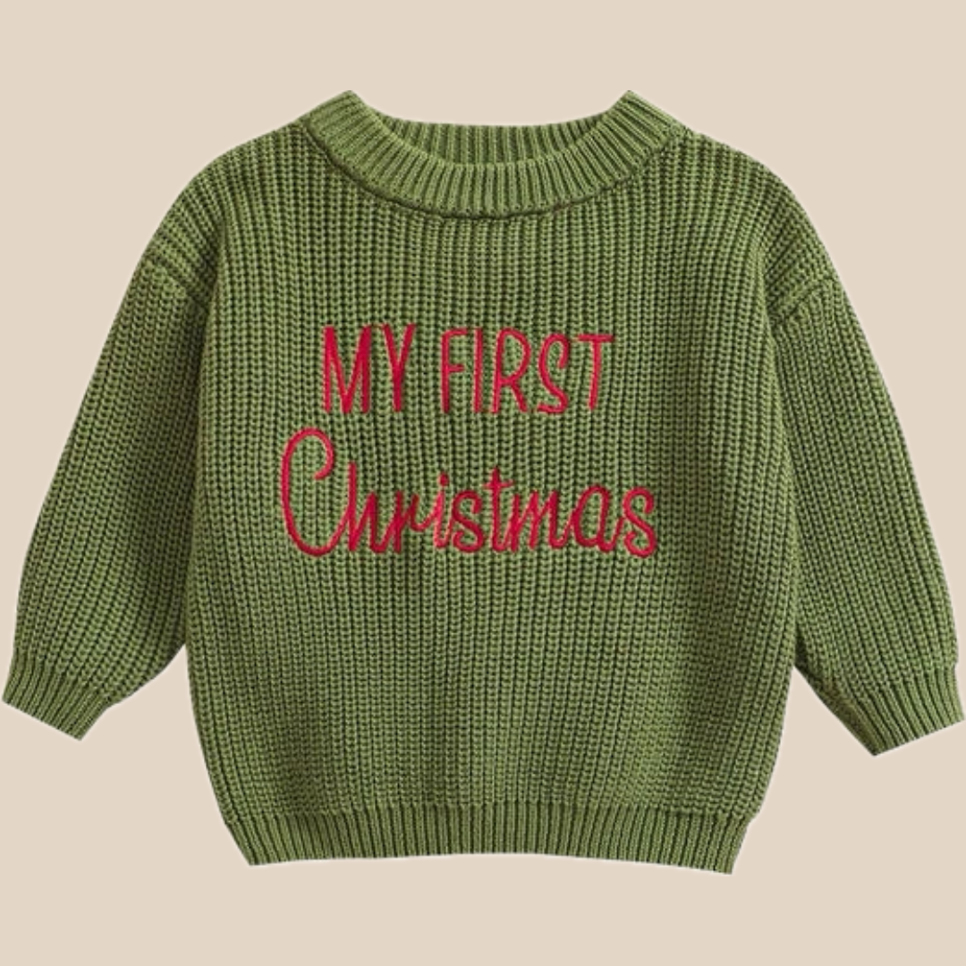 FirstNoel Baby Christmas Sweater, My First Christmas Unisex Cotton 0–2 Years