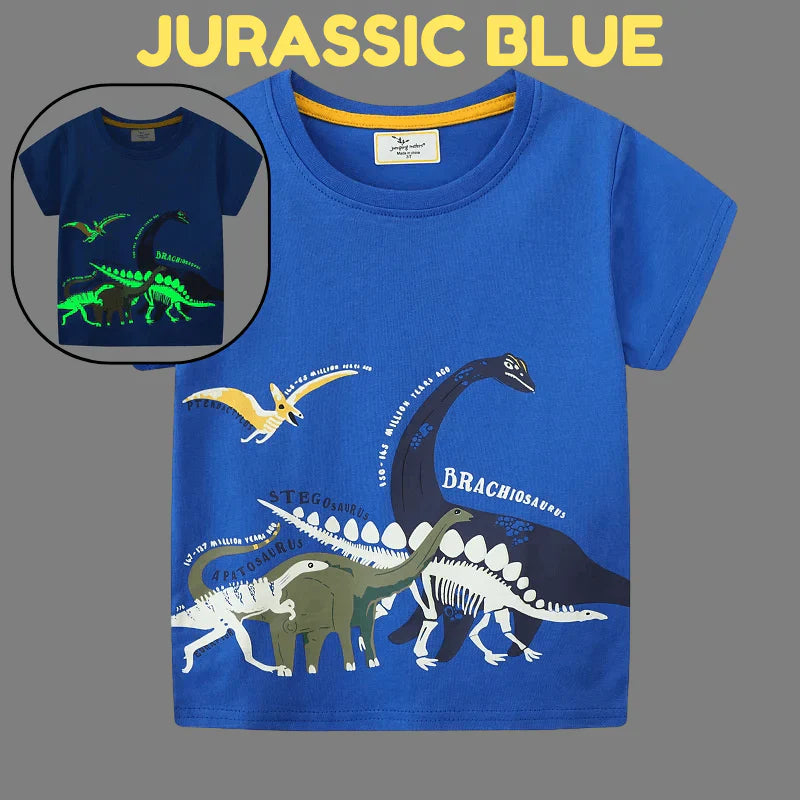 DinoGlow Kids Glow-in-the-Dark Dinosaur T-Shirt, Fun Graphic Tee for Boys & Girls