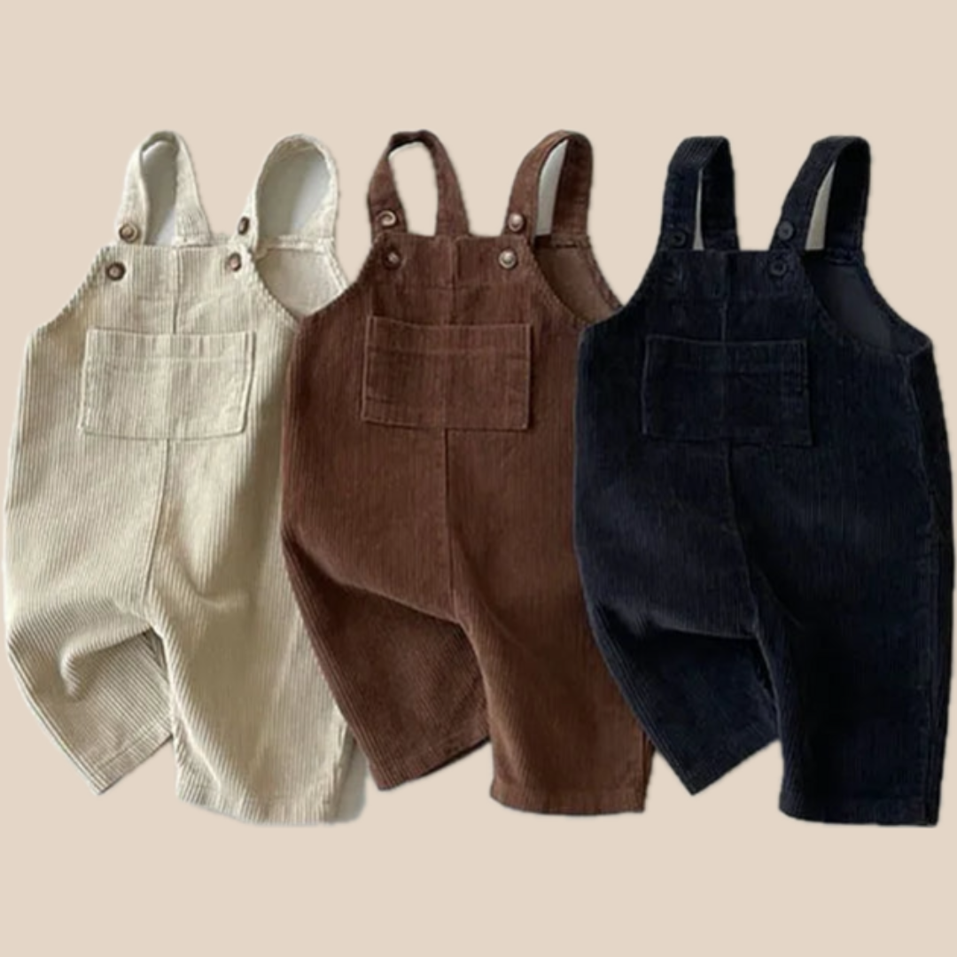 CozyRib Baby Ribbed Dungarees, Unisex Cotton Overalls for Infants 0–3 Years