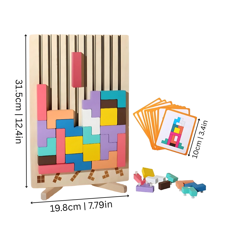 StackLogic Wooden Puzzle Stacking Color Block Logic Learning Toy